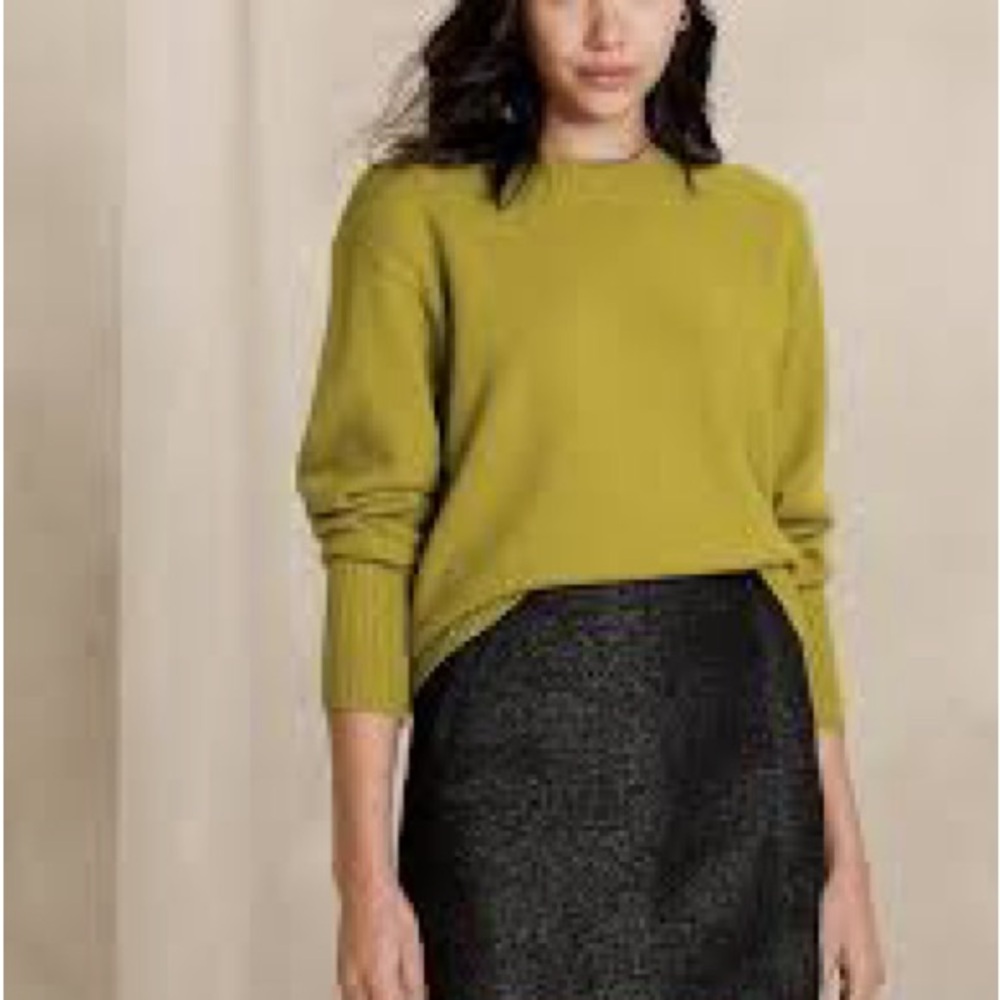 Banana Republic Textured Stitch Pullover Sweater Olive Green, Wool Blend, XS